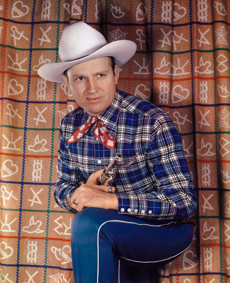 Gene Autry, the singing cowboy, in a colour portrait