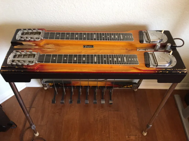 A Fender 1000 double-neck pedal steel guitar